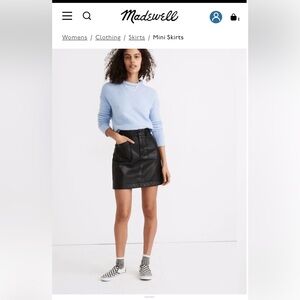 Madewell Vegan Leather Black Mini Skirt